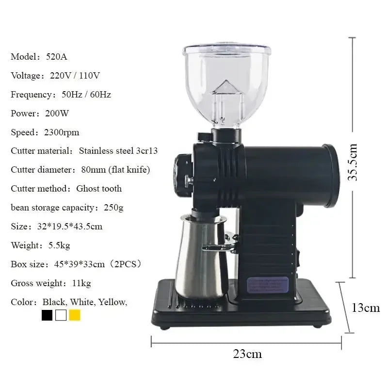 Coffee bean grinder 8 gear settings for espresso and pour over