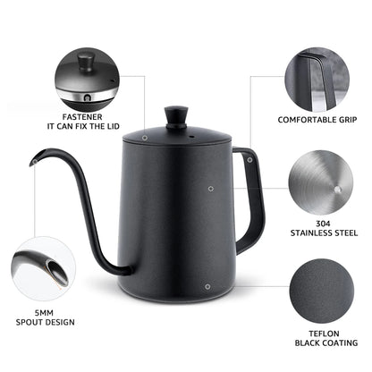 Swan neck thin mouth coffee kettle for hand drip brewing