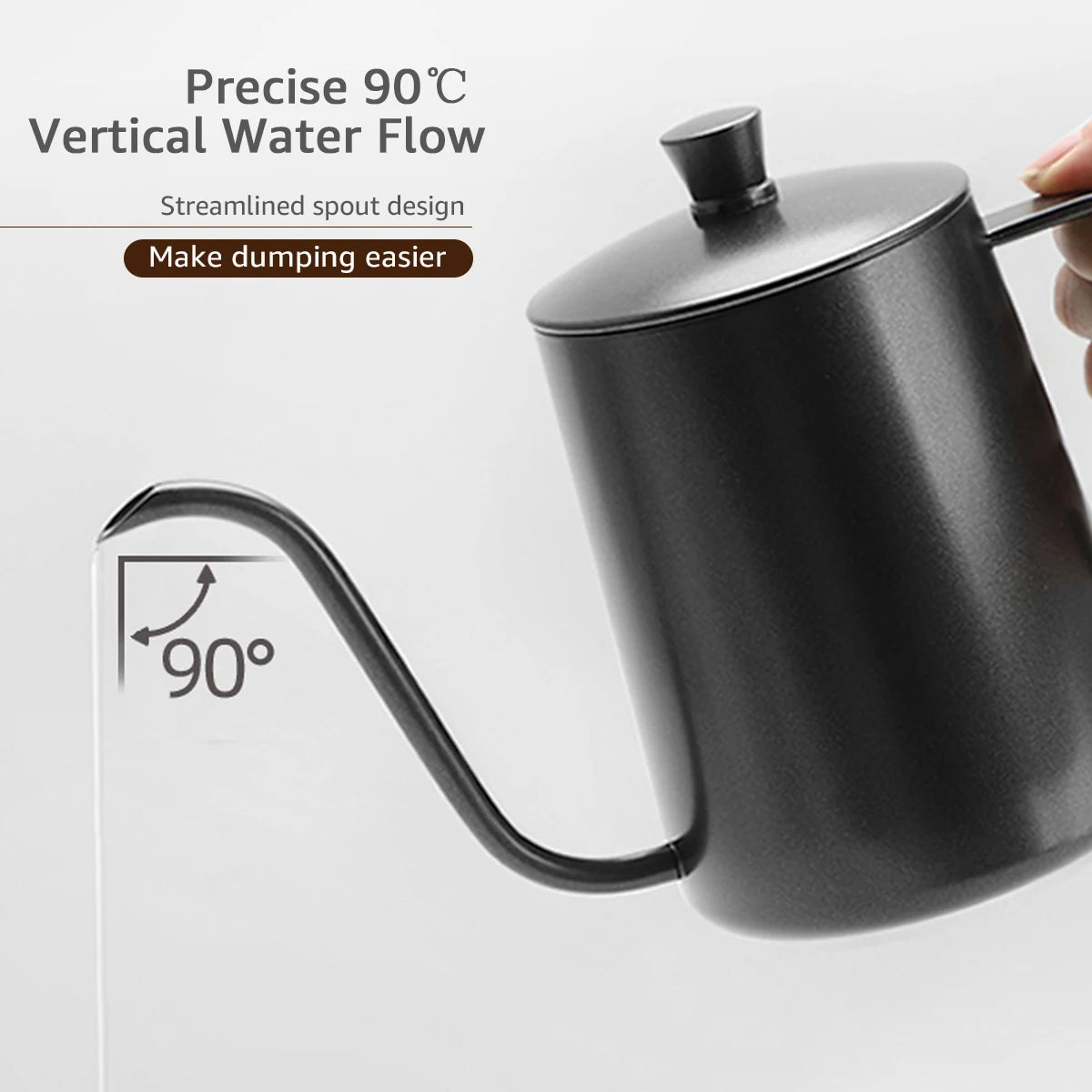 Gooseneck kettle spout close-up for precise water flow control