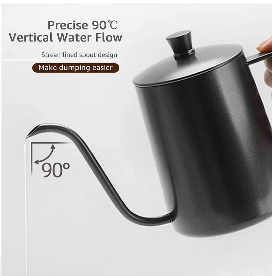 Stainless steel drip kettle 350ml and 600ml size comparison