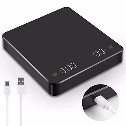 Rechargeable coffee scale with built-in timer LED display 0.1g precision