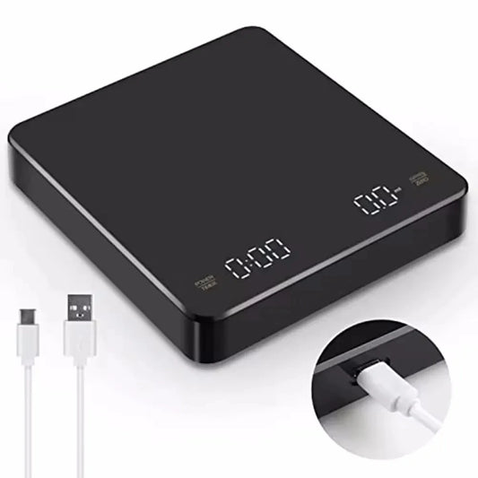 Rechargeable coffee scale with built-in timer LED display 0.1g precision