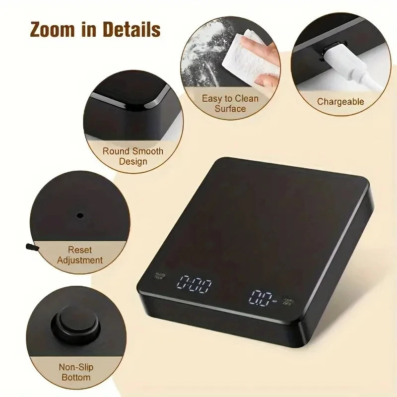 Precision coffee scale 0.1g accuracy for pour over and espresso